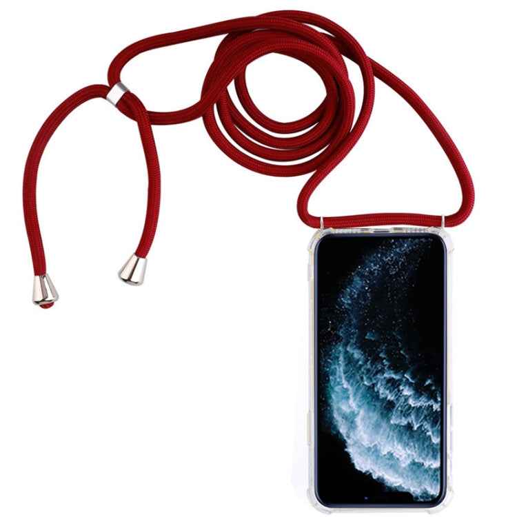 Four-Corner Anti-Fall Trasparent TPU Mobile Phone Case With Lanyard for iPhone