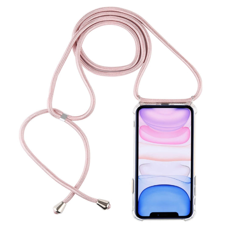 Four-Corner Anti-Fall Trasparent TPU Mobile Phone Case With Lanyard for iPhone