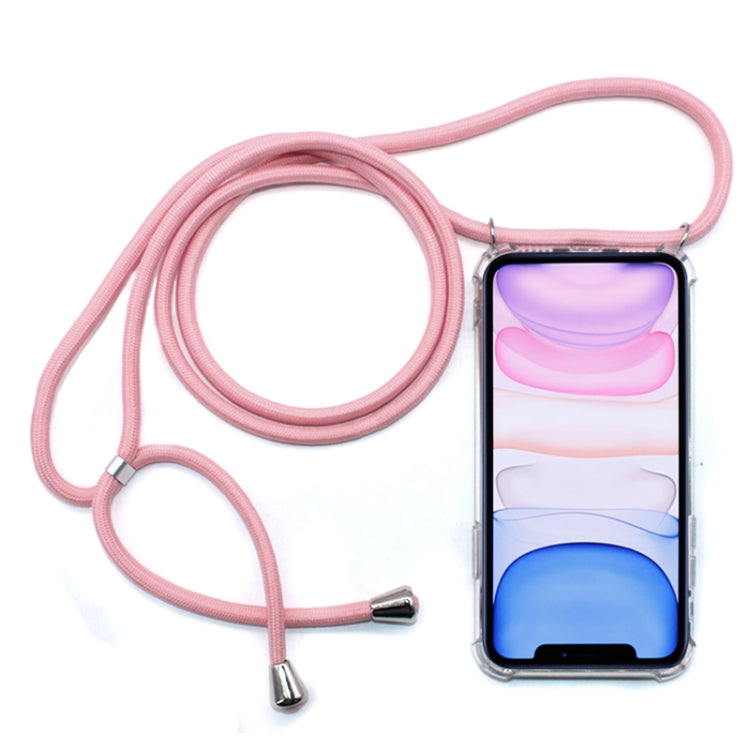 Four-Corner Anti-Fall Trasparent TPU Mobile Phone Case With Lanyard for iPhone