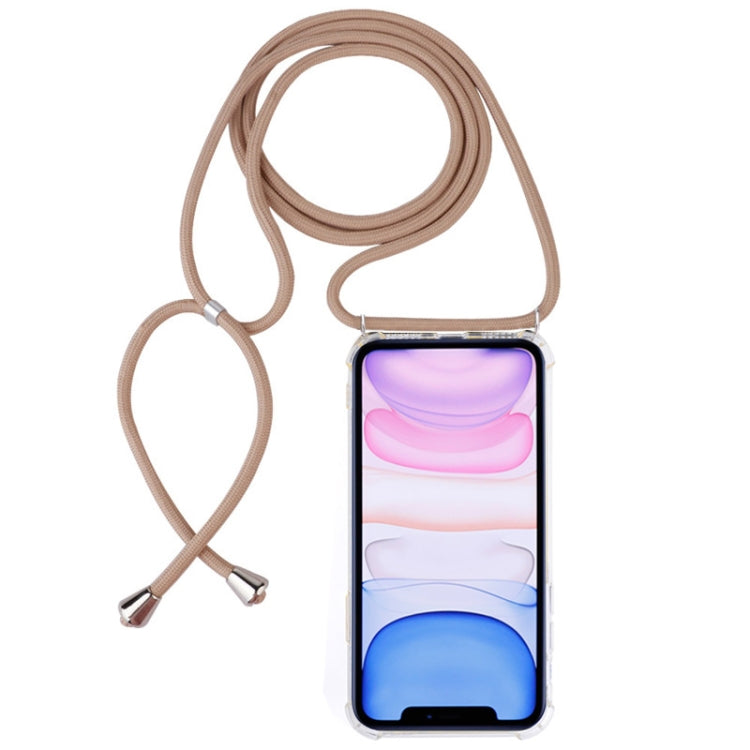 Four-Corner Anti-Fall Trasparent TPU Mobile Phone Case With Lanyard for iPhone