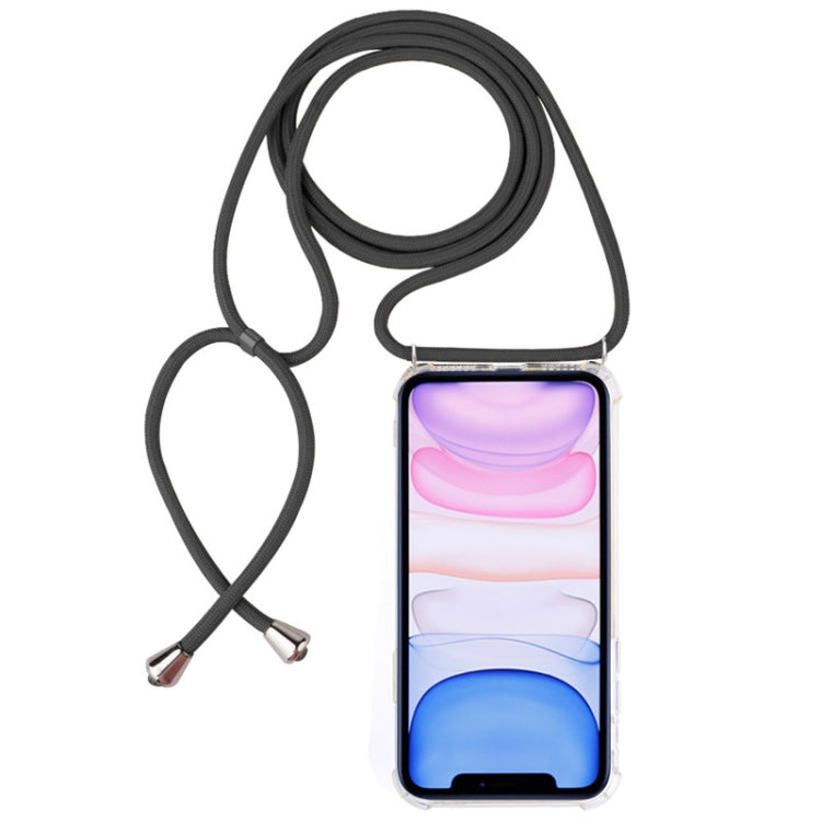 Four-Corner Anti-Fall Trasparent TPU Mobile Phone Case With Lanyard for iPhone