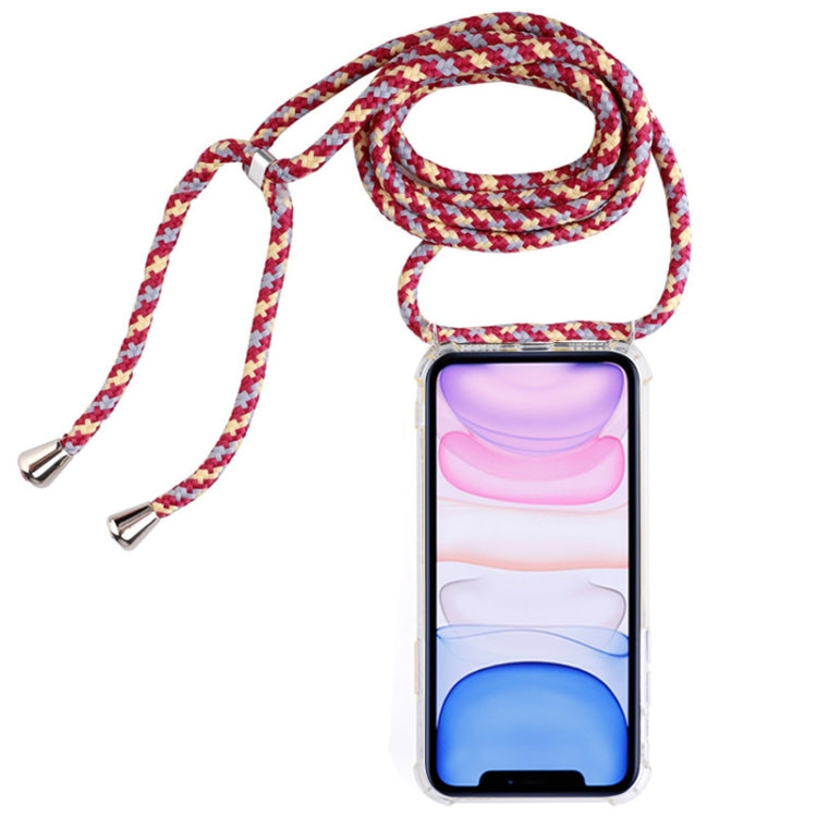 Four-Corner Anti-Fall Trasparent TPU Mobile Phone Case With Lanyard for iPhone