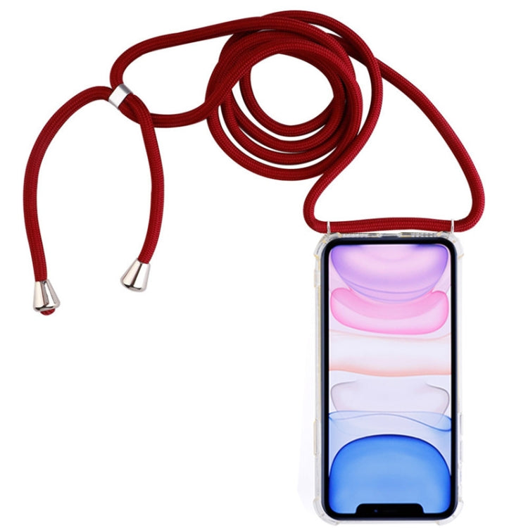 Four-Corner Anti-Fall Trasparent TPU Mobile Phone Case With Lanyard for iPhone