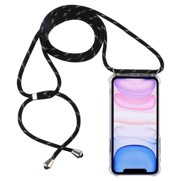 Four-Corner Anti-Fall Trasparent TPU Mobile Phone Case With Lanyard for iPhone
