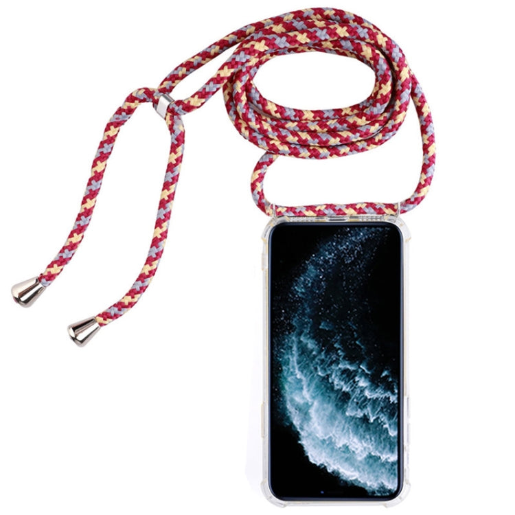 Four-Corner Anti-Fall Trasparent TPU Mobile Phone Case With Lanyard for iPhone