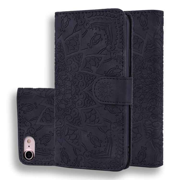 Calf Pattern Double Folding Design Embossed Leather Case with Wallet & Holder & Card Slots