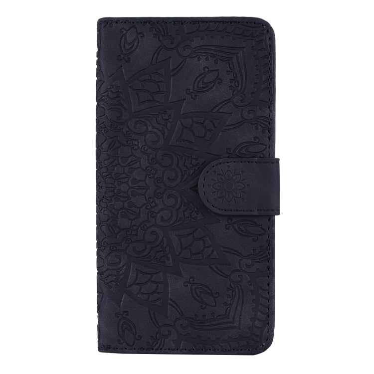 Calf Pattern Double Folding Design Embossed Leather Case with Wallet & Holder & Card Slots