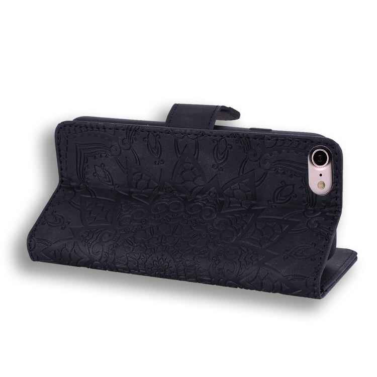 Calf Pattern Double Folding Design Embossed Leather Case with Wallet & Holder & Card Slots