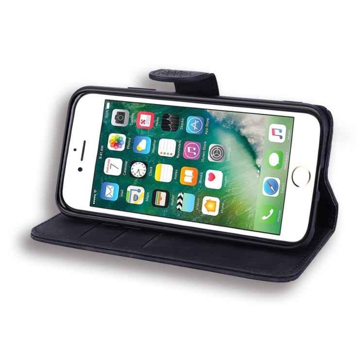 Calf Pattern Double Folding Design Embossed Leather Case with Wallet & Holder & Card Slots