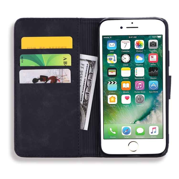 Calf Pattern Double Folding Design Embossed Leather Case with Wallet & Holder & Card Slots