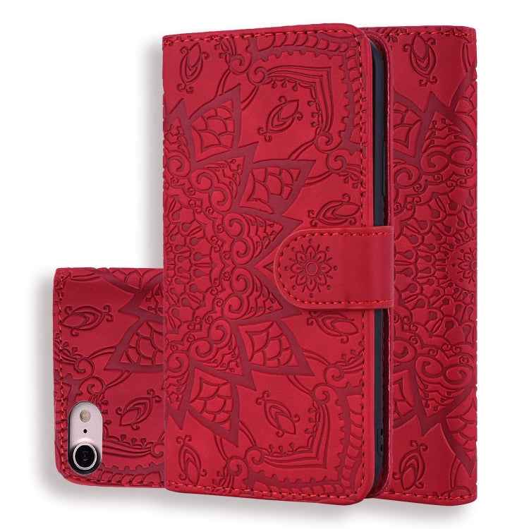 Calf Pattern Double Folding Design Embossed Leather Case with Wallet & Holder & Card Slots