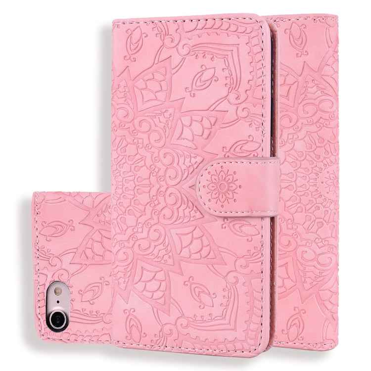 Calf Pattern Double Folding Design Embossed Leather Case with Wallet & Holder & Card Slots