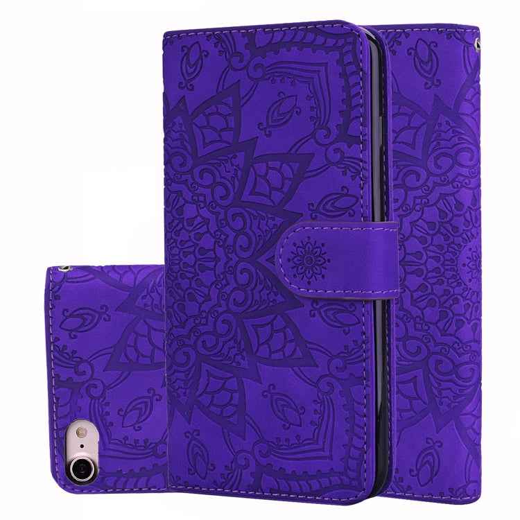 Calf Pattern Double Folding Design Embossed Leather Case with Wallet & Holder & Card Slots