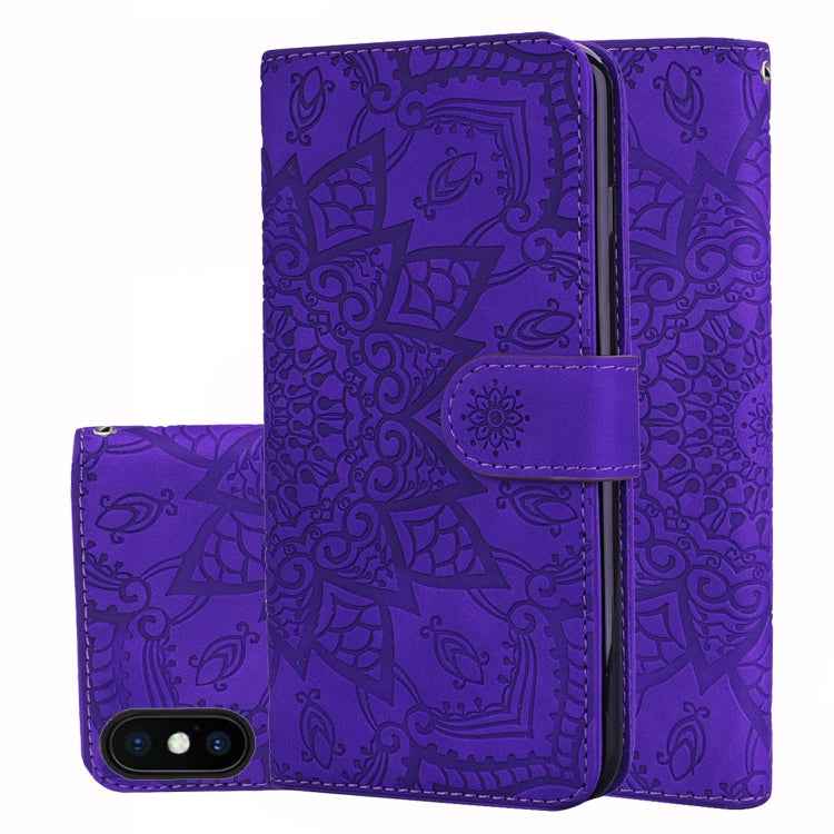 Calf Pattern Double Folding Design Embossed Leather Case with Wallet & Holder & Card Slots