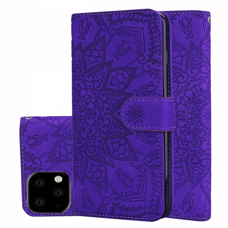 Calf Pattern Double Folding Design Embossed Leather Case with Wallet & Holder & Card Slots