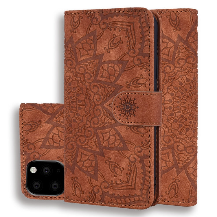 Calf Pattern Double Folding Design Embossed Leather Case with Wallet & Holder & Card Slots