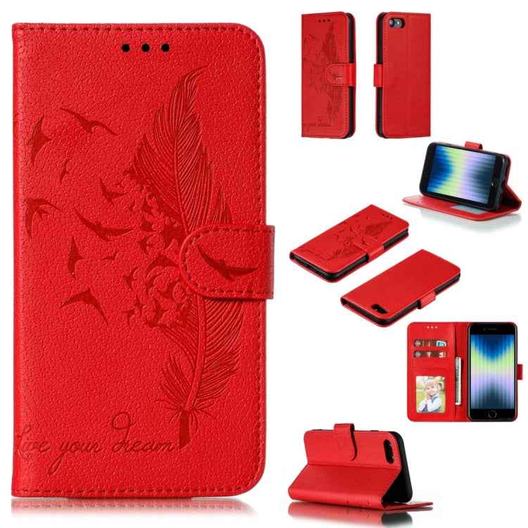 Feather Pattern Litchi Texture Horizontal Flip Leather Case with Wallet & Holder & Card Slots