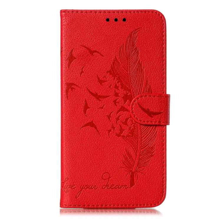 Feather Pattern Litchi Texture Horizontal Flip Leather Case with Wallet & Holder & Card Slots