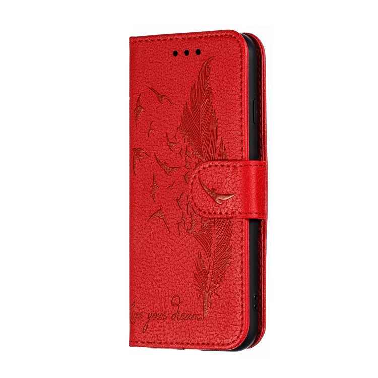 Feather Pattern Litchi Texture Horizontal Flip Leather Case with Wallet & Holder & Card Slots