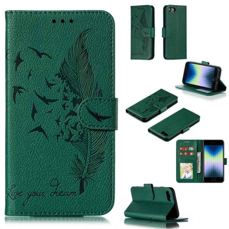 Feather Pattern Litchi Texture Horizontal Flip Leather Case with Wallet & Holder & Card Slots
