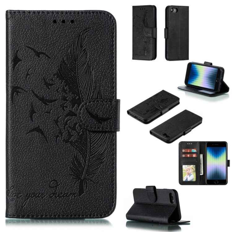 Feather Pattern Litchi Texture Horizontal Flip Leather Case with Wallet & Holder & Card Slots