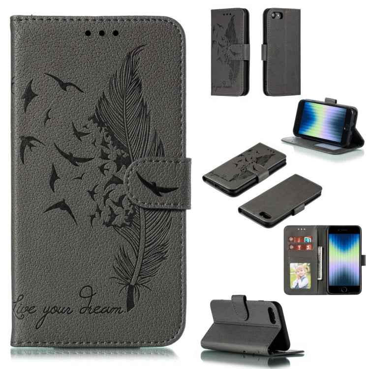 Feather Pattern Litchi Texture Horizontal Flip Leather Case with Wallet & Holder & Card Slots