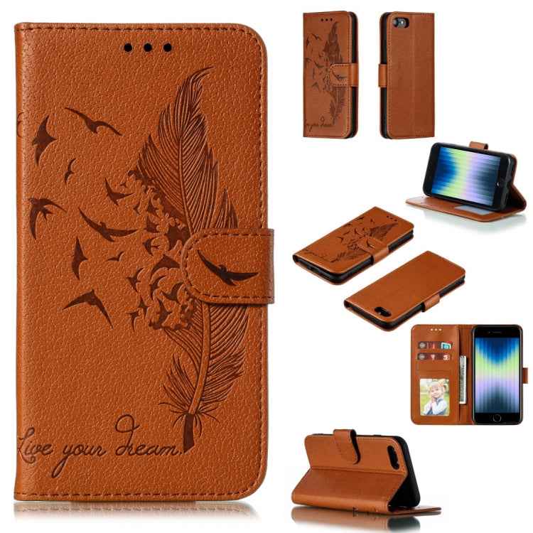 Feather Pattern Litchi Texture Horizontal Flip Leather Case with Wallet & Holder & Card Slots