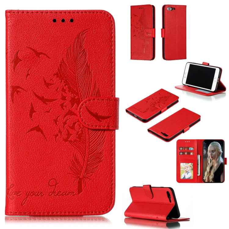 Feather Pattern Litchi Texture Horizontal Flip Leather Case with Wallet & Holder & Card Slots