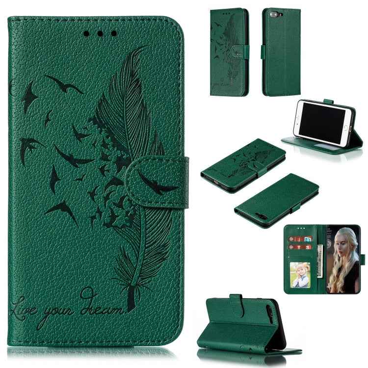 Feather Pattern Litchi Texture Horizontal Flip Leather Case with Wallet & Holder & Card Slots