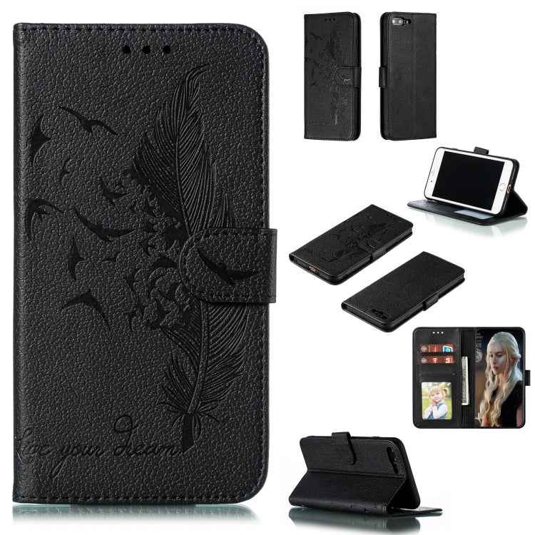 Feather Pattern Litchi Texture Horizontal Flip Leather Case with Wallet & Holder & Card Slots