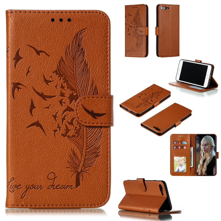 Feather Pattern Litchi Texture Horizontal Flip Leather Case with Wallet & Holder & Card Slots