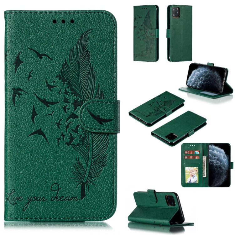 Feather Pattern Litchi Texture Horizontal Flip Leather Case with Wallet & Holder & Card Slots