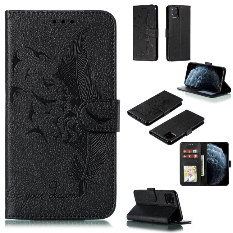 Feather Pattern Litchi Texture Horizontal Flip Leather Case with Wallet & Holder & Card Slots
