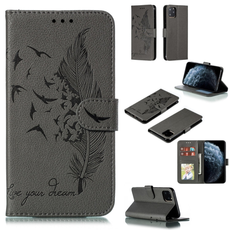 Feather Pattern Litchi Texture Horizontal Flip Leather Case with Wallet & Holder & Card Slots
