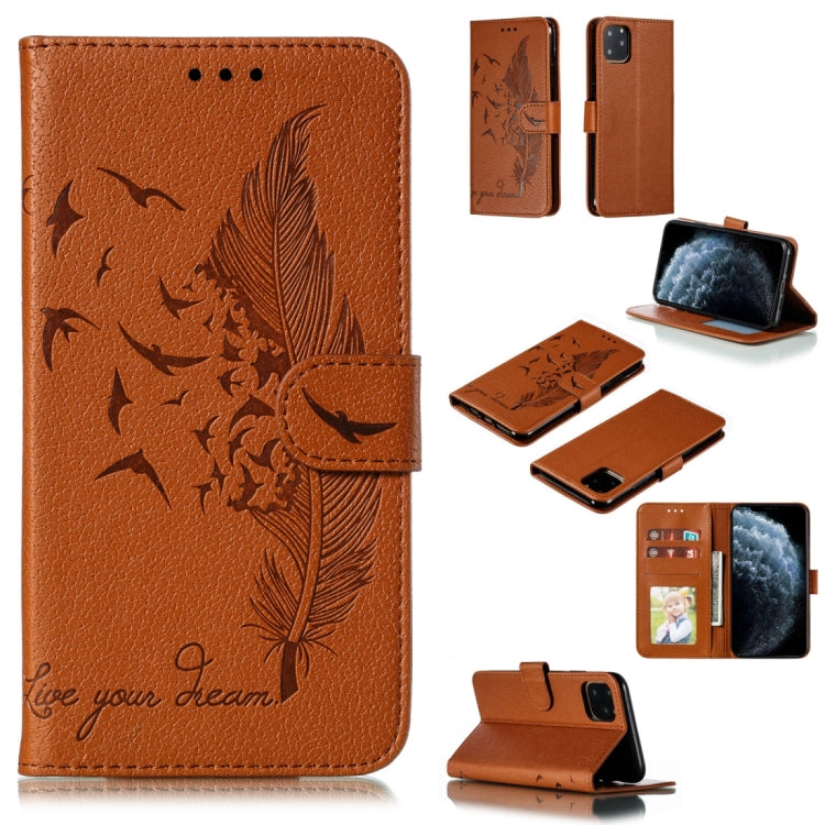 Feather Pattern Litchi Texture Horizontal Flip Leather Case with Wallet & Holder & Card Slots