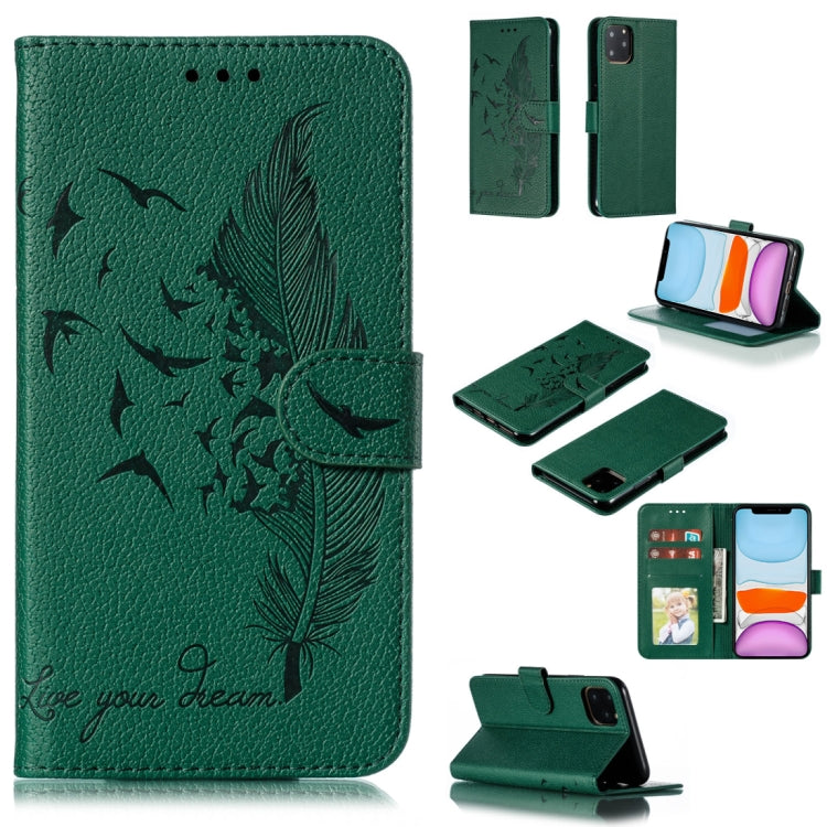 Feather Pattern Litchi Texture Horizontal Flip Leather Case with Wallet & Holder & Card Slots