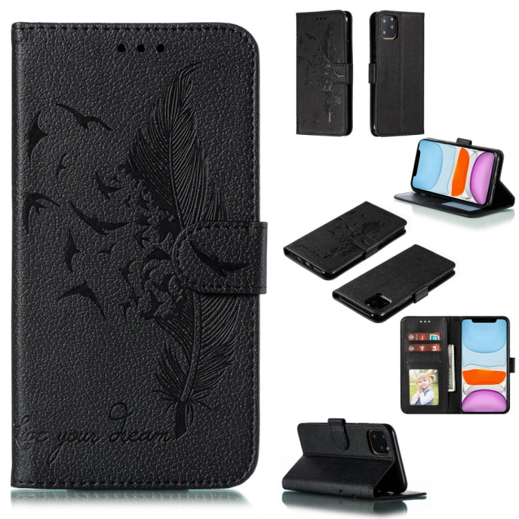 Feather Pattern Litchi Texture Horizontal Flip Leather Case with Wallet & Holder & Card Slots
