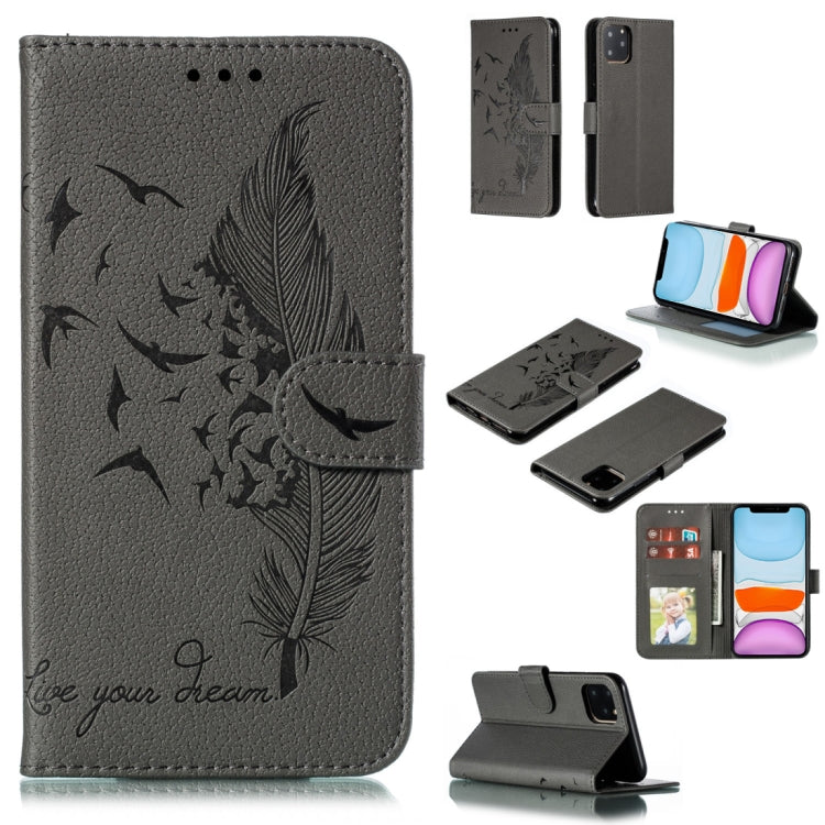 Feather Pattern Litchi Texture Horizontal Flip Leather Case with Wallet & Holder & Card Slots