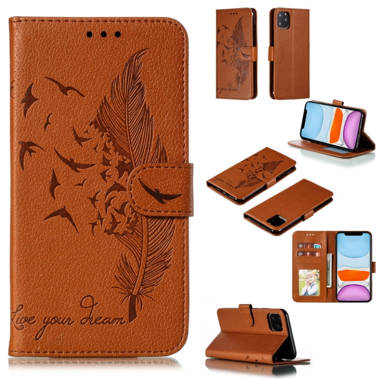 Feather Pattern Litchi Texture Horizontal Flip Leather Case with Wallet & Holder & Card Slots