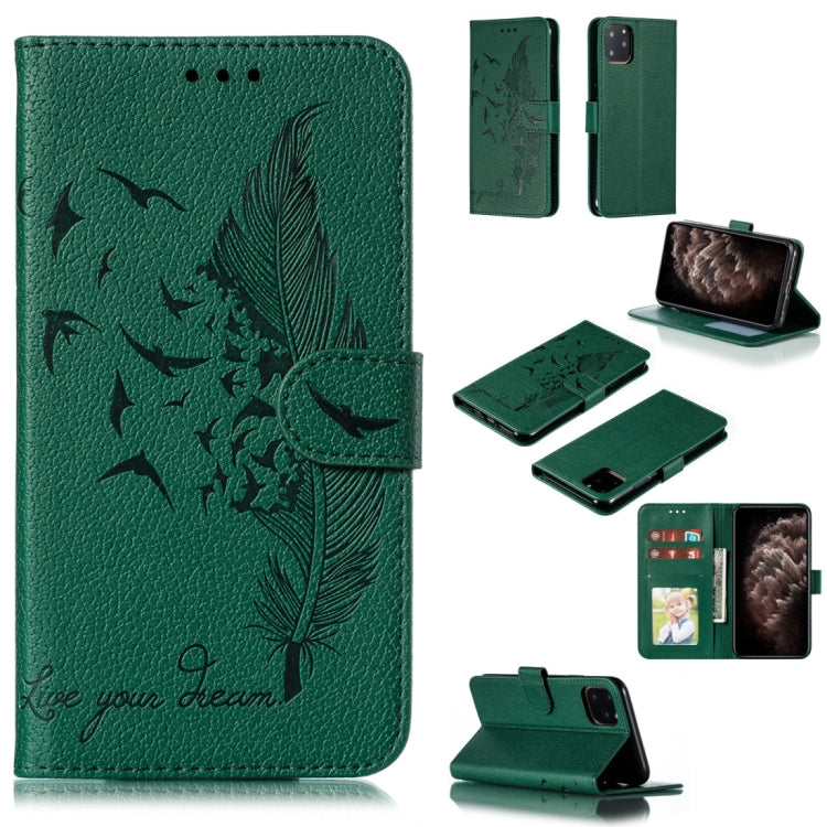 Feather Pattern Litchi Texture Horizontal Flip Leather Case with Wallet & Holder & Card Slots