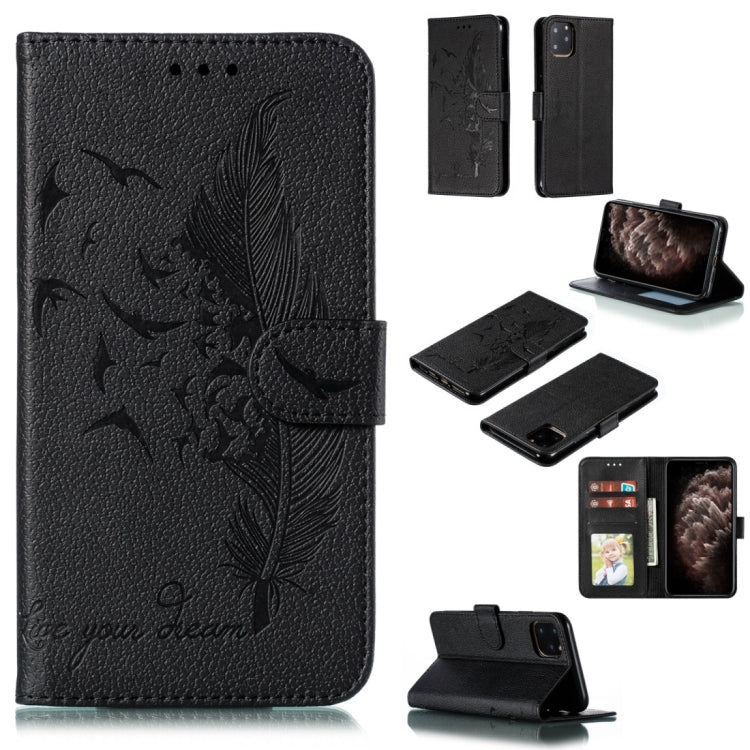 Feather Pattern Litchi Texture Horizontal Flip Leather Case with Wallet & Holder & Card Slots