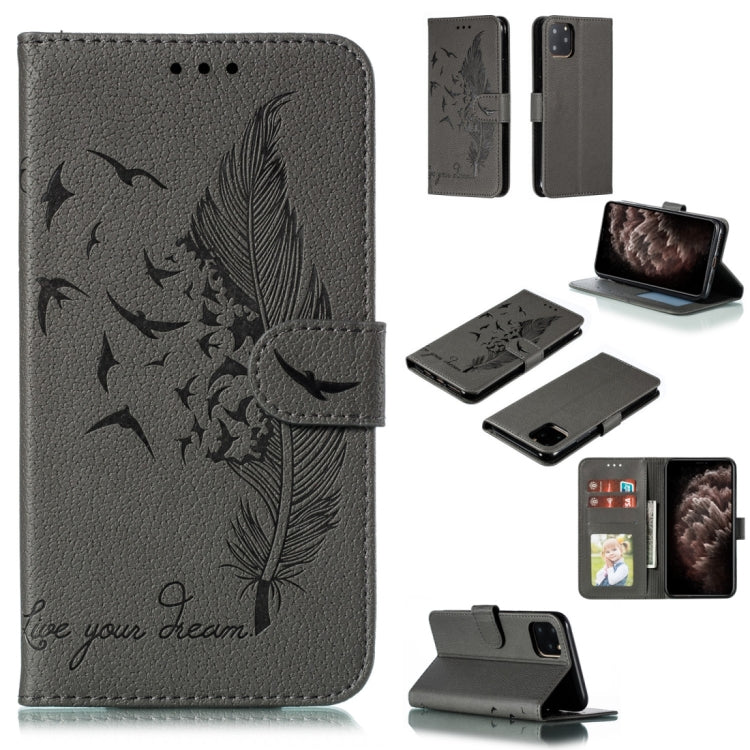 Feather Pattern Litchi Texture Horizontal Flip Leather Case with Wallet & Holder & Card Slots
