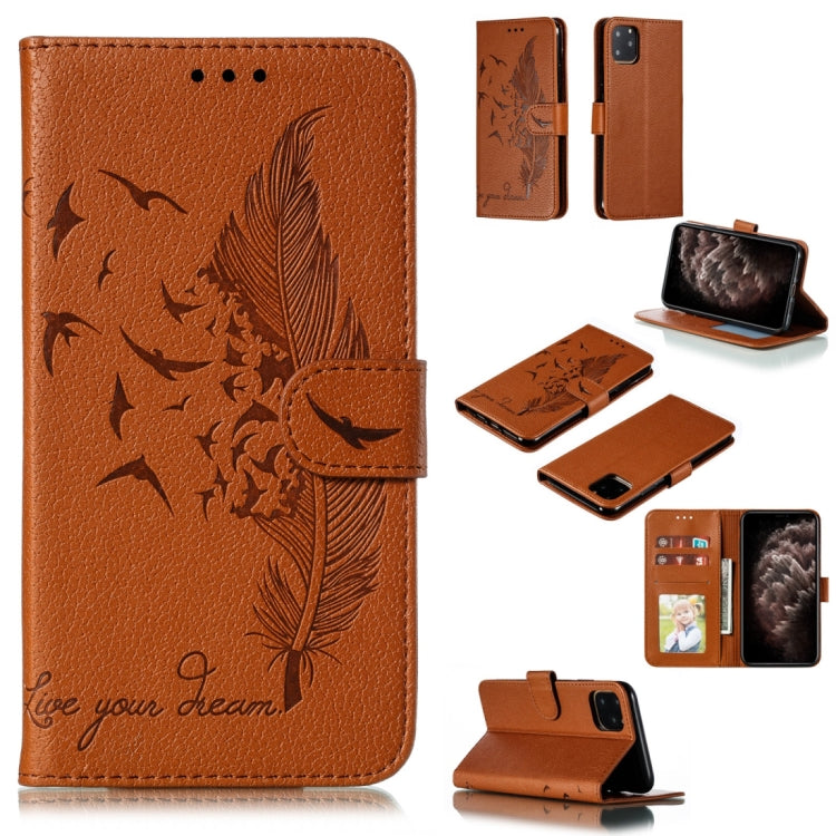 Feather Pattern Litchi Texture Horizontal Flip Leather Case with Wallet & Holder & Card Slots