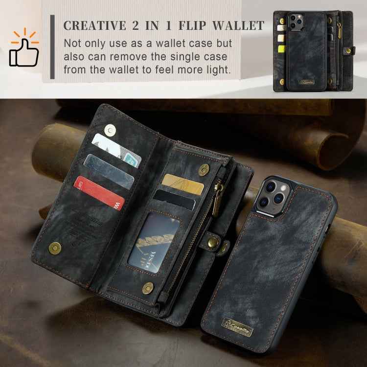 CaseMe-008 Detachable Multifunctional Horizontal Flip Leather Case with Card Slot & Holder & Zipper Wallet & Photo Frame