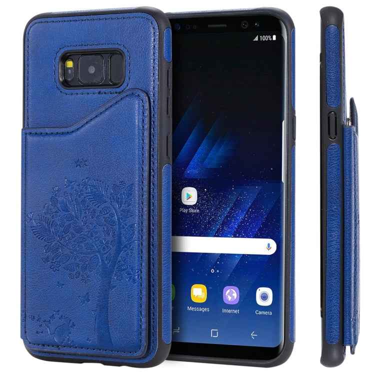 Cat Tree Embossing Pattern Shockproof Protective Case with Card Slots & Photo Frame