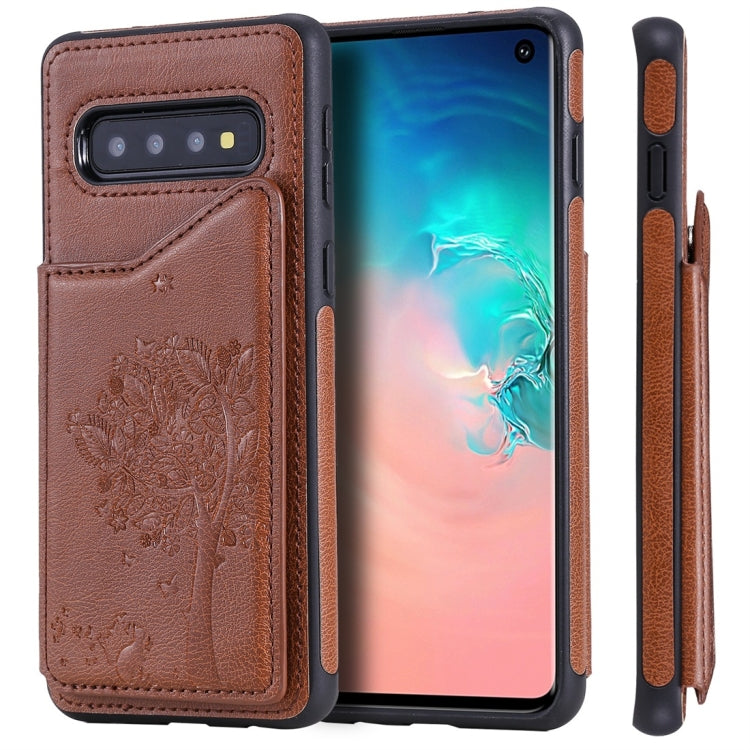 Cat Tree Embossing Pattern Shockproof Protective Case with Card Slots & Photo Frame