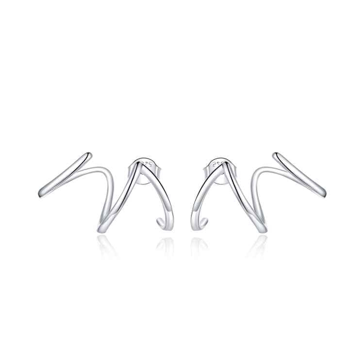 S925 Sterling Silver Simple Style Lines Women Earrings, Lines