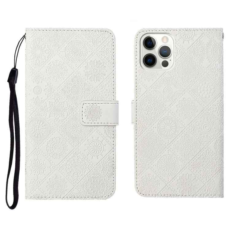 Ethnic Style Embossed Pattern Horizontal Flip Leather Case with Holder & Card Slots & Wallet & Lanyard, For iPhone 12, For iPhone 12 Mini, For iPhone 12 Pro Max, For iPhone SE 2022 / SE 2020 / 8 / 7, For iPhone XR, For iPhone XS Max