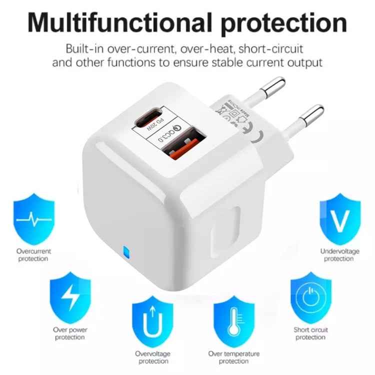 20W PD + QC 3.0 Dual Ports Travel Charger Power Adapter,, US Plug, EU Plug, UK Plug