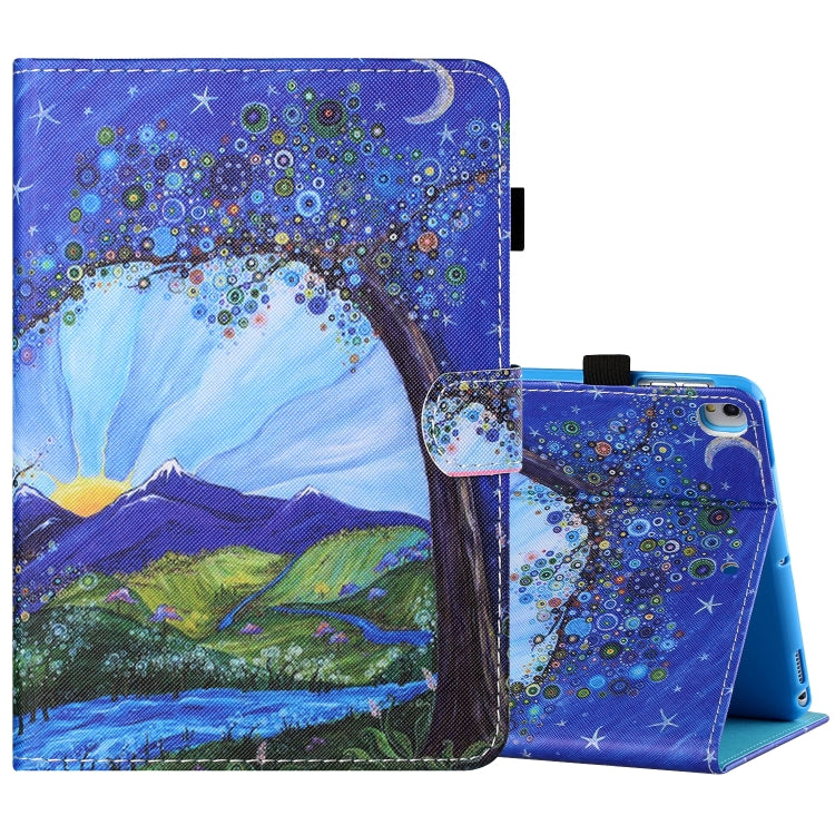Sewing Thread Horizontal Painted Flat Leather Case with Pen Cover & Anti Skid Strip & Card Slot & Holder & Sleep / Wake-up Function, For iPad Mini 5 / 4 / 3 / 2 / 1, For iPad 10.2 / iPad Air 10.5 (2019), For iPad Pro 11 inch (2020) / (2018), For iPad Air